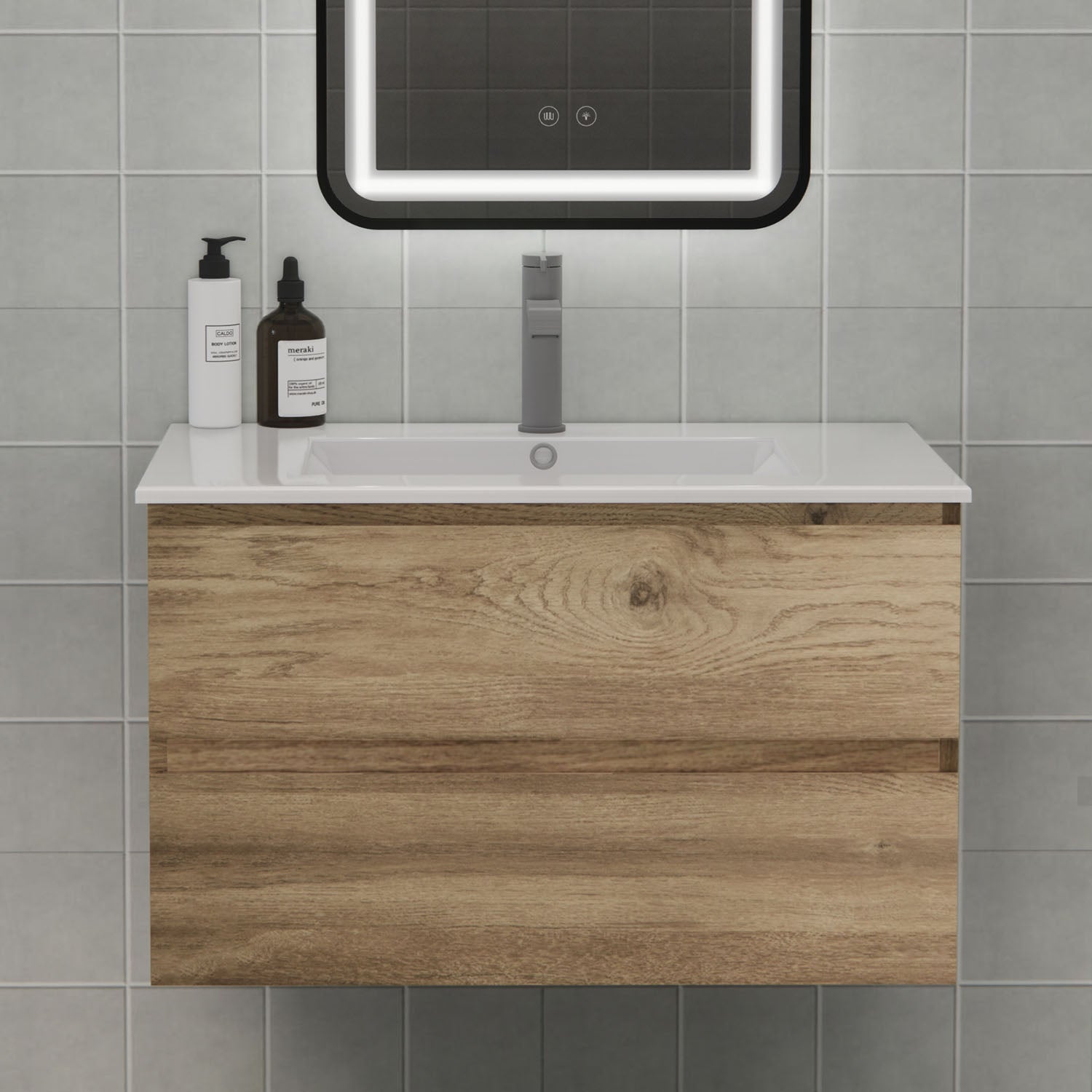 CHYANMOO 30-inch floating bathroom vanity with sink and two drawers